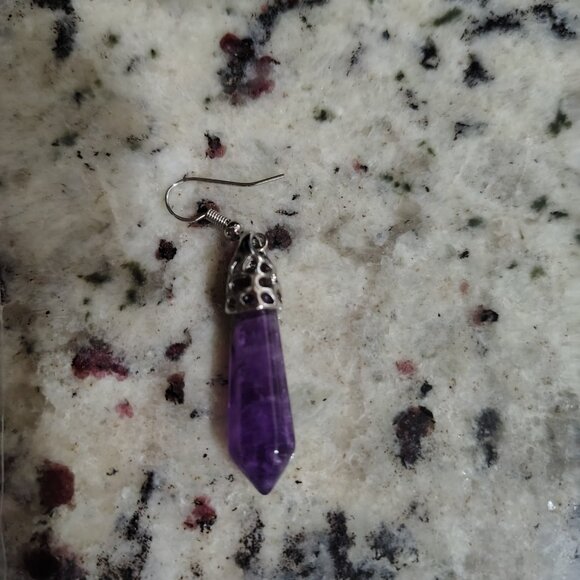 Amethyst Glass Earrings - Picture 3 of 6
